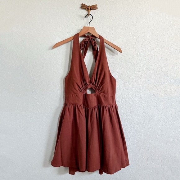 Francesca's Collections Pants - Francesca's Collections Rust Halter Mini Dress Romper